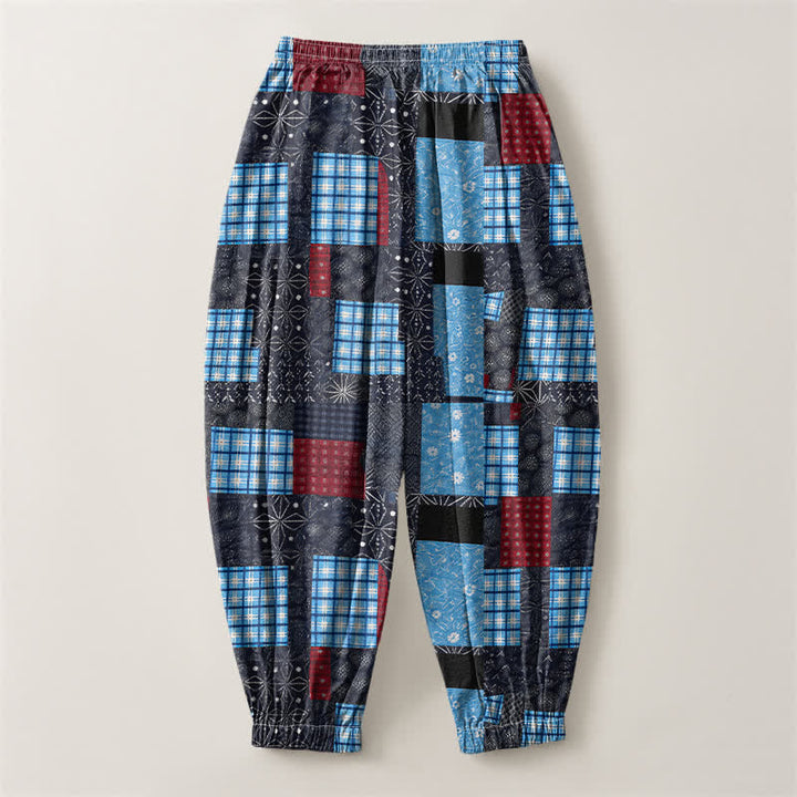 Buddha Stones Harembroek voor heren met Zakken , vintage patchwork- en ruitpatroon van 100% Cotton. - image 14