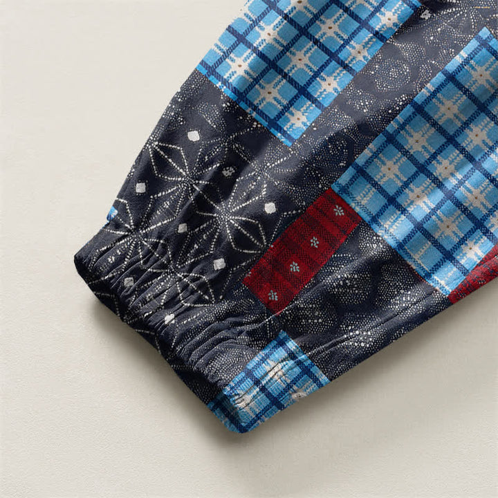 Buddha Stones Harembroek voor heren met Zakken , vintage patchwork- en ruitpatroon van 100% Cotton. - image 16