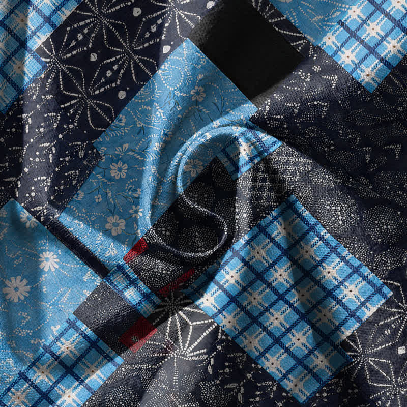 Buddha Stones Harembroek voor heren met Zakken , vintage patchwork- en ruitpatroon van 100% Cotton. - image 17