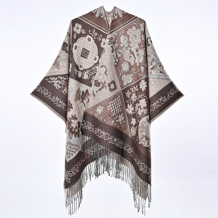 Buddha Stones Herfst/Winter Boho Bloemen Patchwork Kwastjes Dames Sjaal (groot) - image 7