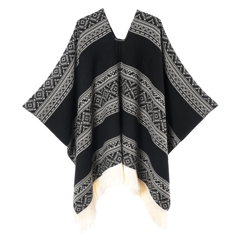 Buddha Stones Herfst/Winter Boho Geometrische Strepen Sjaal met Sjaal (groot) voor Dames - image 4