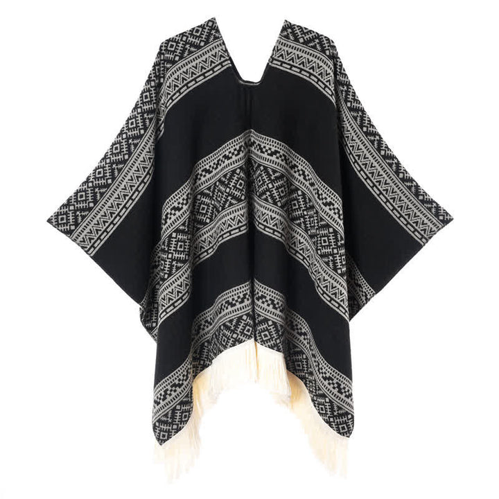 Buddha Stones Herfst/Winter Boho Geometrische Strepen Sjaal met Sjaal (groot) voor Dames - image 4