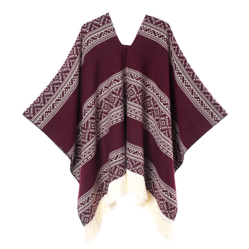 Buddha Stones Herfst/Winter Boho Geometrische Strepen Sjaal met Sjaal (groot) voor Dames - image 16