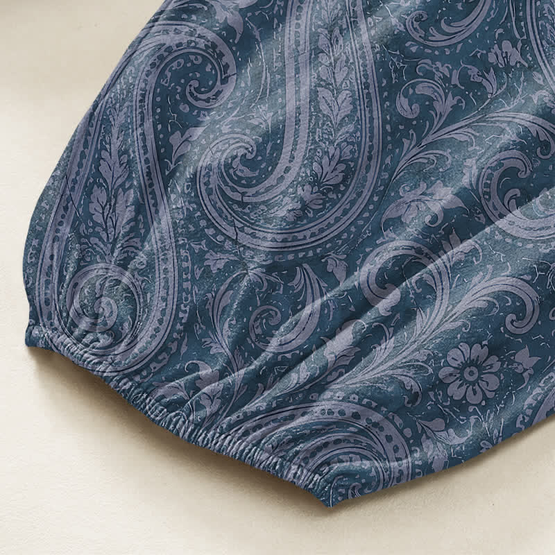 Buddha Stones Dames harembroek van katoen met vintage paisleyprint, elastische Taille en Zakken . - image 6
