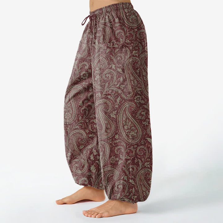 Buddha Stones Dames harembroek van katoen met vintage paisleyprint, elastische Taille en Zakken . - image 8