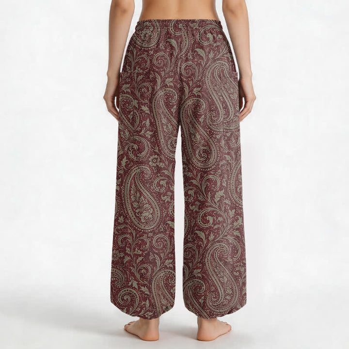 Buddha Stones Dames harembroek van katoen met vintage paisleyprint, elastische Taille en Zakken . - image 9