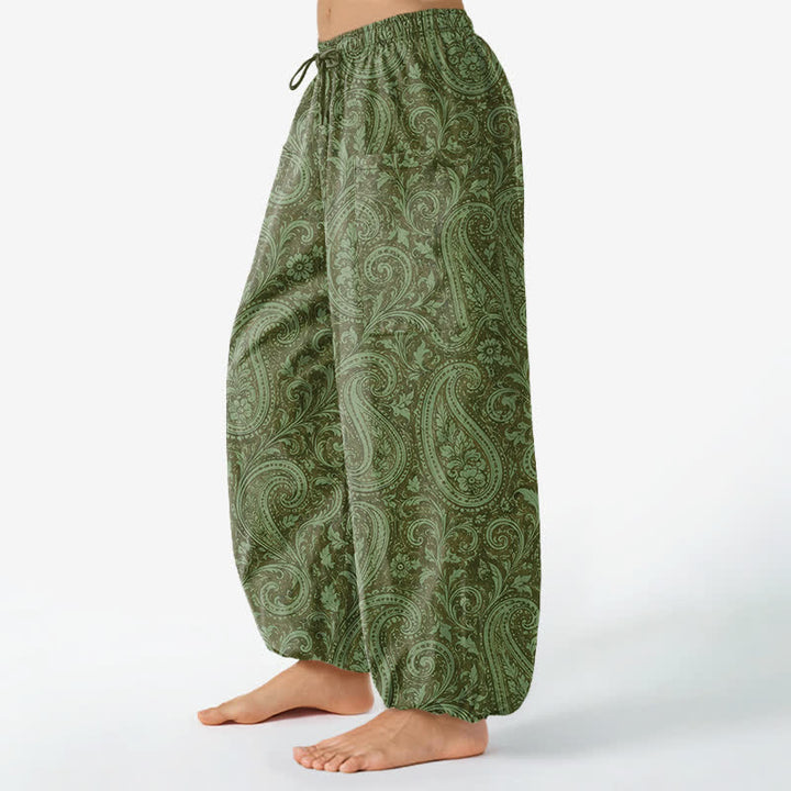 Buddha Stones Dames harembroek van katoen met vintage paisleyprint, elastische Taille en Zakken . - image 11