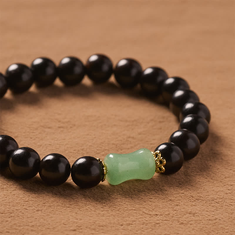 Buddha Stones Ebbenhout Groene Sandelhout Natuurlijke Nerf Unisex Armband - image 4