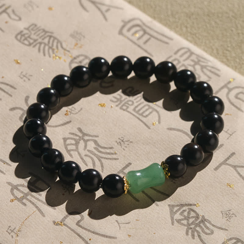Buddha Stones Ebbenhout Groene Sandelhout Natuurlijke Nerf Unisex Armband - image 1