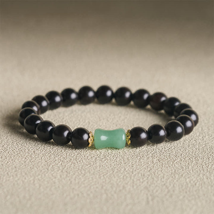 Buddha Stones Ebbenhout Groene Sandelhout Natuurlijke Nerf Unisex Armband - Ebbenhout (Balans ♥ Rust) - image 0