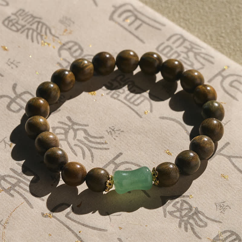Buddha Stones Ebbenhout Groene Sandelhout Natuurlijke Nerf Unisex Armband - image 10