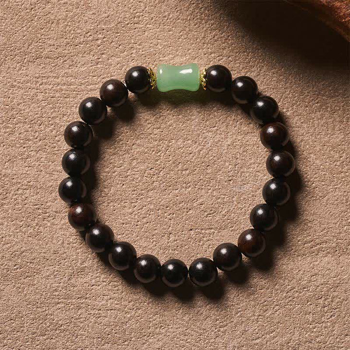 Buddha Stones Ebbenhout Groene Sandelhout Natuurlijke Nerf Unisex Armband - image 2