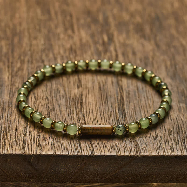 Buddha Stones Groene druivenagaat, afbeelding van jaspis, ronde Armband - Afbeelding Jasper (Moed ♥ Wijsheid) - image 0
