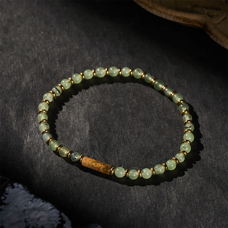 Buddha Stones Groene druivenagaat, afbeelding van jaspis, ronde Armband - image 1