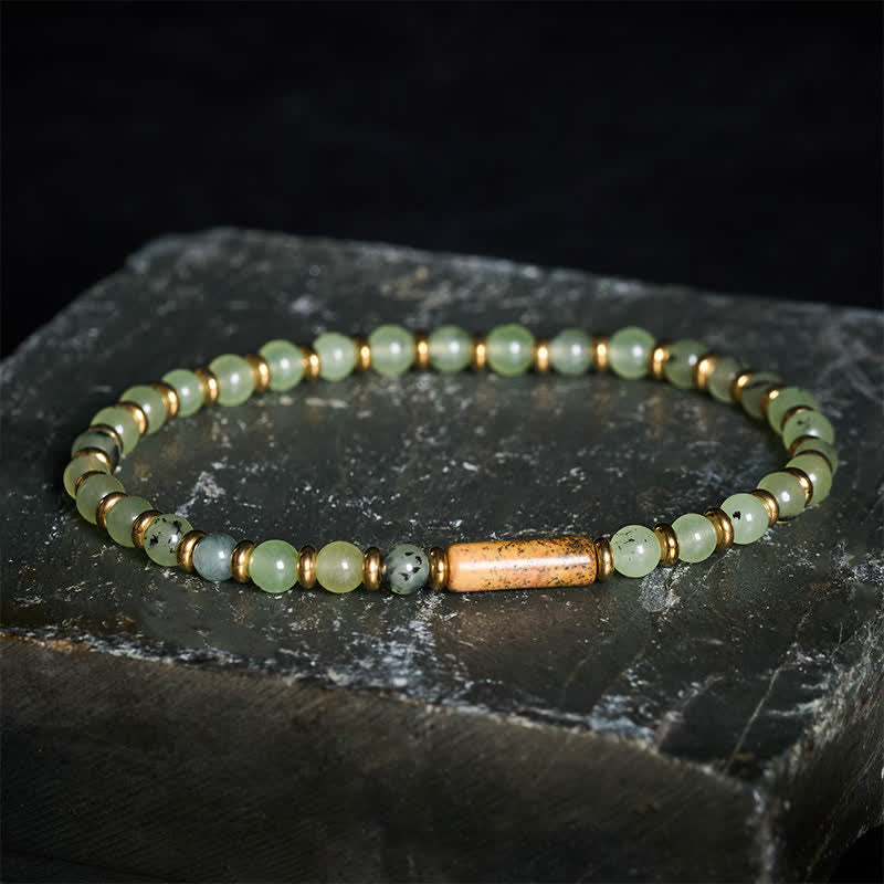 Buddha Stones Groene druivenagaat, afbeelding van jaspis, ronde Armband - image 2