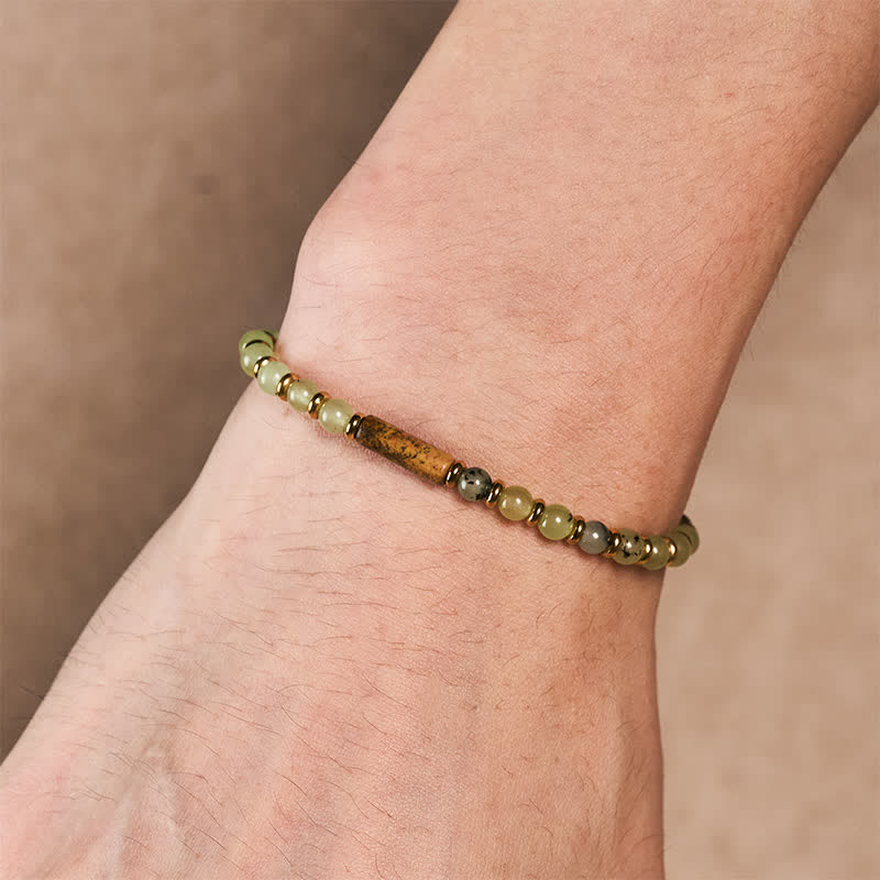 Buddha Stones Groene druivenagaat, afbeelding van jaspis, ronde Armband - image 3