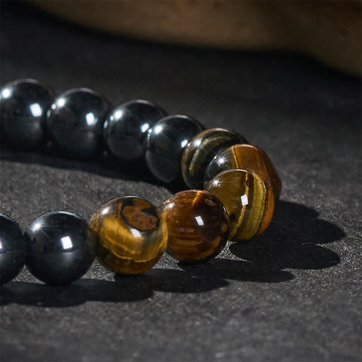 Buddha Stones Armband met focuskralen van tijgeroog en hematiet - image 4