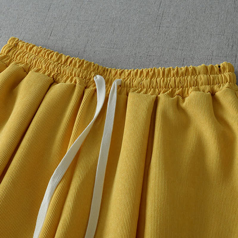Buddha Stones Casual lente/zomer capri broek met trekkoord, effen kleur, wijde pijpen, damesbroek met zakken - image 1