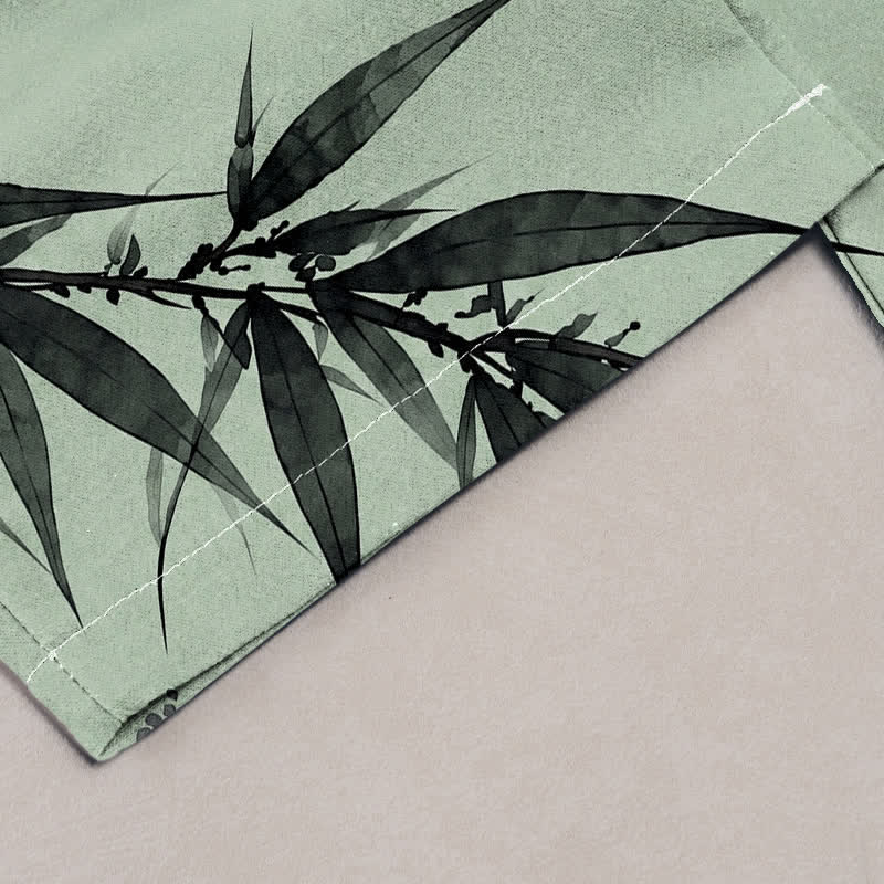 Buddha Stones Damesbroek van 100% Cotton met oosters vogel- en bamboepatroon, elastische Taille en Zakken. - image 1