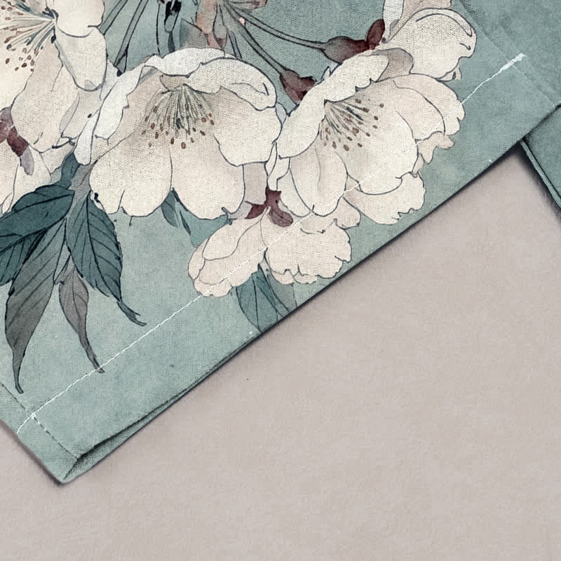 Buddha Stones Elegante damesbroek van 100% Cotton met bloemen- en takkenpatroon, elastische Taille en Zakken. - image 1