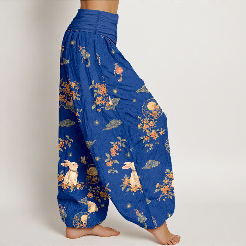 Buddha Stones Dames harembroek met elastische Taille en konijnenprint van Cotton Moon - image 1