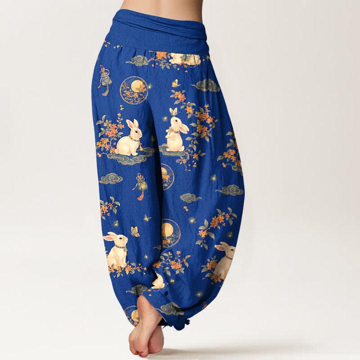 Buddha Stones Dames harembroek met elastische Taille en konijnenprint van Cotton Moon - image 2