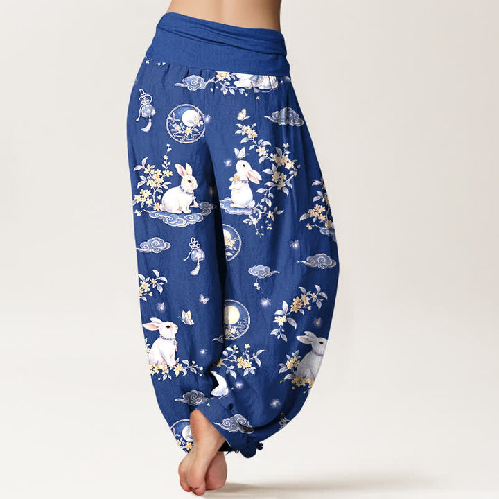 Buddha Stones Dames harembroek met elastische Taille en konijnenprint van Cotton Moon - image 7