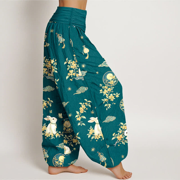 Buddha Stones Dames harembroek met elastische Taille en konijnenprint van Cotton Moon - image 9