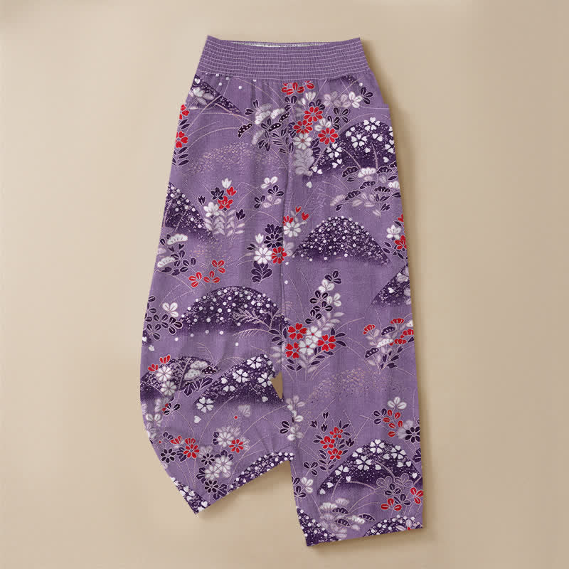 Buddha Stones Dames harembroek met plooien, elastische taille en Taille, in Cotton Hill-bloesempatroon. - image 13