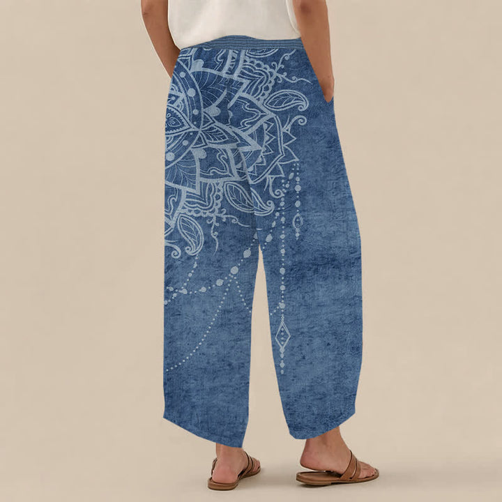 Buddha Stones Katoenen boho dames harembroek met mandala-kralenpatroon, plooien, elastische Taille en Zakken. - image 12