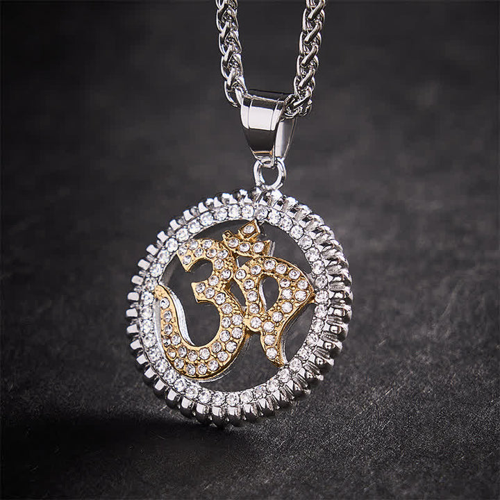 Buddha Stones Titaniumstalen OM-hanger Ketting voor kracht en mindfulness - Tweekleurig - image 9