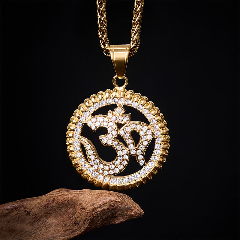 Buddha Stones Titaniumstalen OM-hanger Ketting voor kracht en mindfulness - image 1