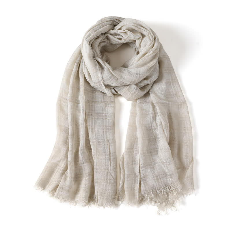 Buddha Stones Geruite herensjaal met textuur voor lente en herfst - Beige - image 5