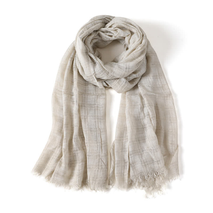 Buddha Stones Geruite herensjaal met textuur voor lente en herfst - Beige - image 5