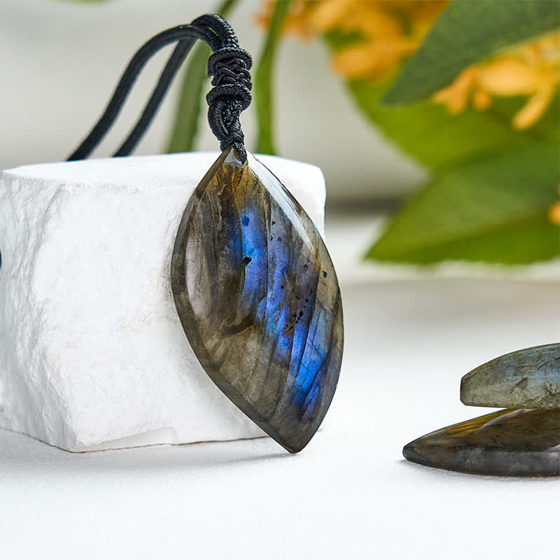Buddha Stones Labradoriet bladmotief Intuïtieve gevlochten Ketting - image 2
