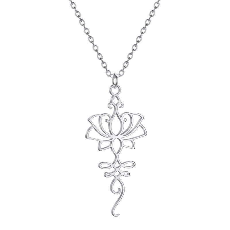 Buddha Stones Holle Lotus Titanium Stalen Beschermings- en Ketting - image 2