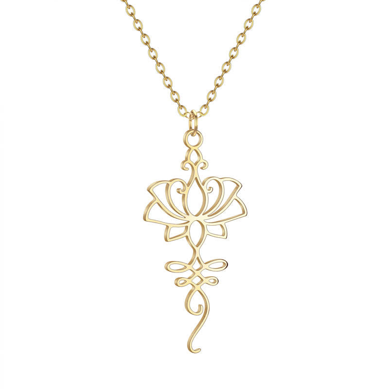 Buddha Stones Holle Lotus Titanium Stalen Beschermings- en Ketting - image 5