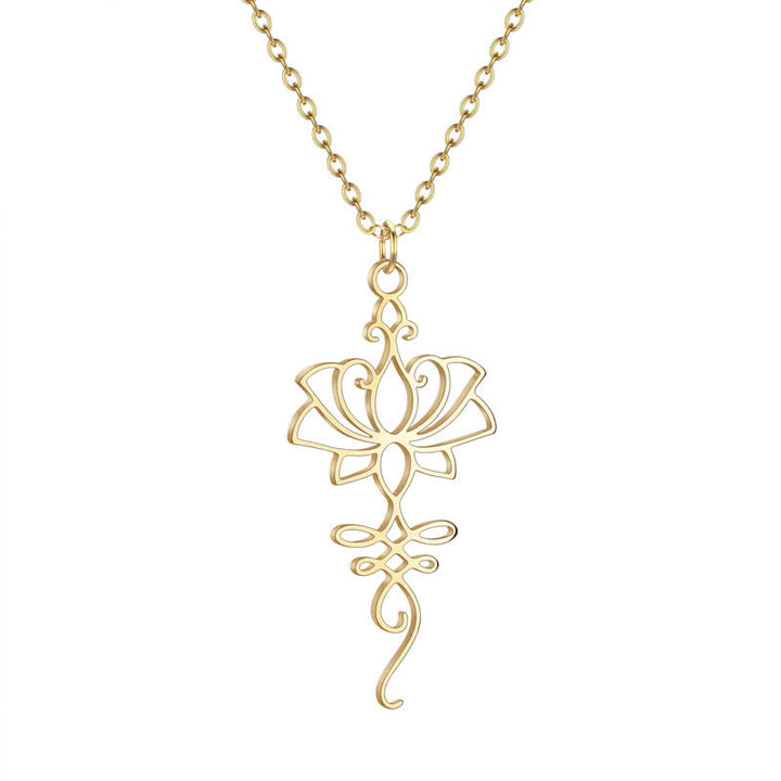 Buddha Stones Holle Lotus Titanium Stalen Beschermings- en Ketting - image 5