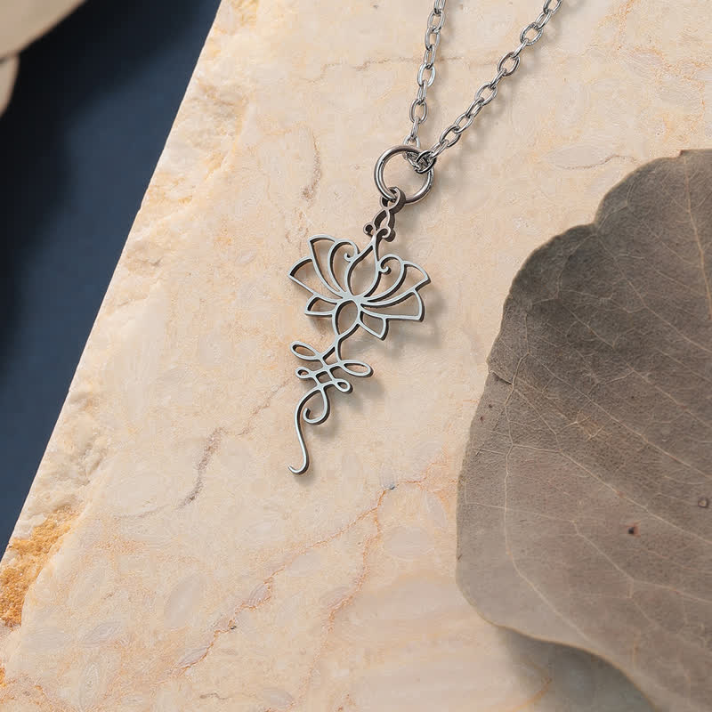 Buddha Stones Holle Lotus Titanium Stalen Beschermings- en Ketting - image 1
