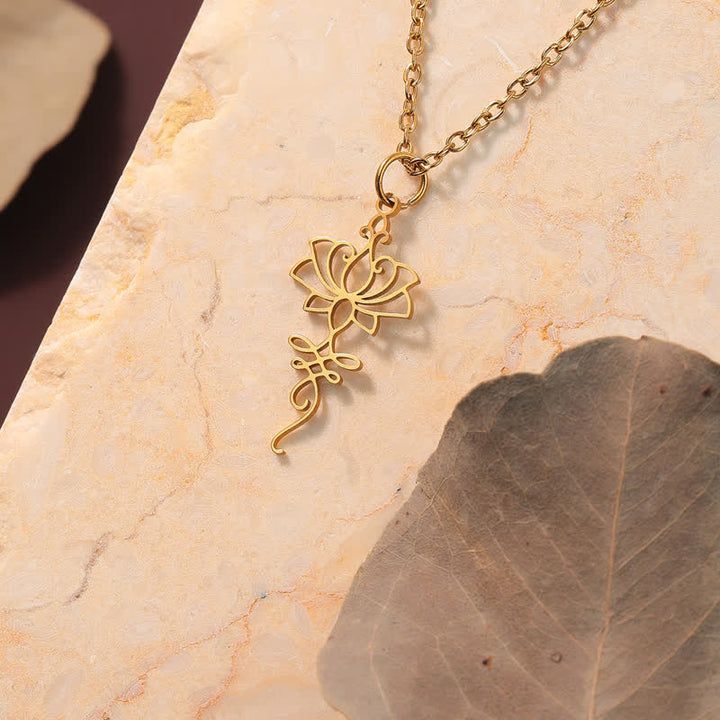 Buddha Stones Holle Lotus Titanium Stalen Beschermings- en Ketting - image 4
