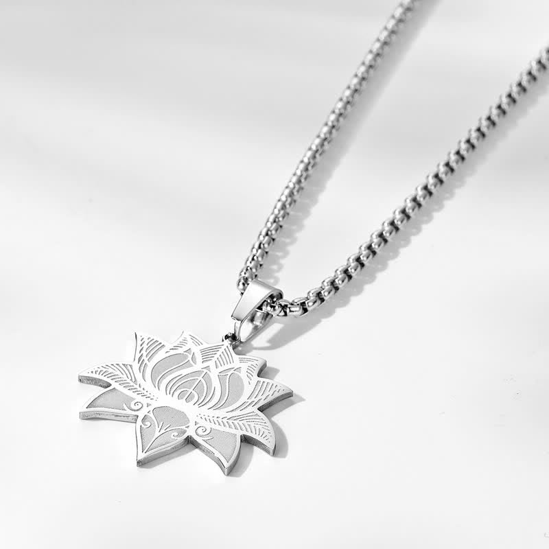 Buddha Stones Meditatie Lotus Titanium Stalen Ketting Beschermings- en Ketting - image 1