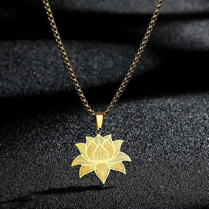 Buddha Stones Meditatie Lotus Titanium Stalen Ketting Beschermings- en Ketting - Goud - image 3