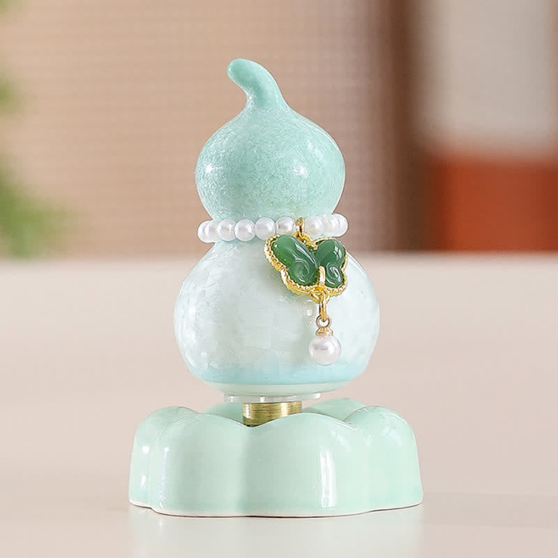 Buddha Stones Keramische vlinderpompoen, draaiend, Mindfulness woondecoratie. - Pompoengroen + donkergroene vlinder + groene basis - image 18