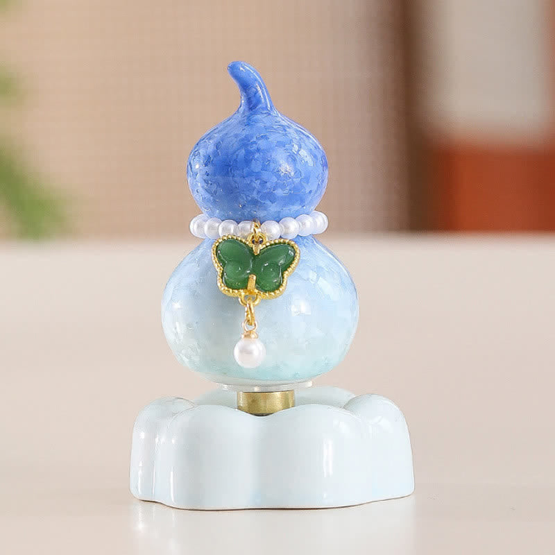 Buddha Stones Keramische vlinderpompoen, draaiend, Mindfulness woondecoratie. - Kalebas donkerblauw + donkergroene vlinder + blauwe basis - image 17