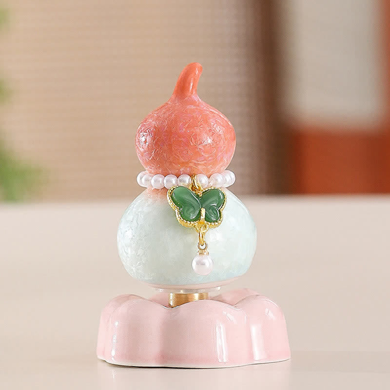 Buddha Stones Keramische vlinderpompoen, draaiend, Mindfulness woondecoratie. - Pompoenoranje + donkergroene vlinder + roze basis - image 15