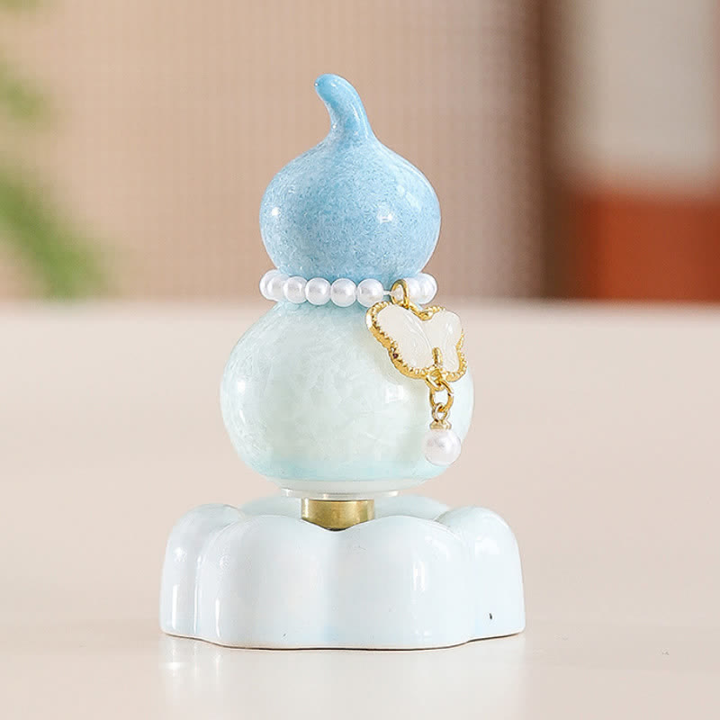 Buddha Stones Keramische vlinderpompoen, draaiend, Mindfulness woondecoratie. - Kalebas lichtblauw + witte vlinder + blauwe basis - image 19