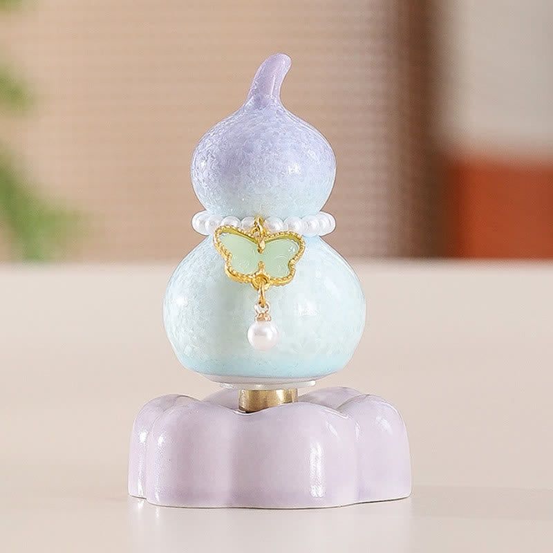 Buddha Stones Keramische vlinderpompoen, draaiend, Mindfulness woondecoratie. - Pompoenpaars + lichtgroene vlinder + paarse basis - image 9