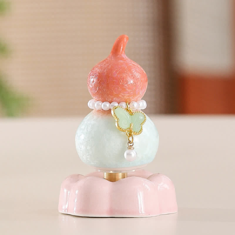 Buddha Stones Keramische vlinderpompoen, draaiend, Mindfulness woondecoratie. - Pompoenoranje + lichtgroene vlinder + roze basis - image 10