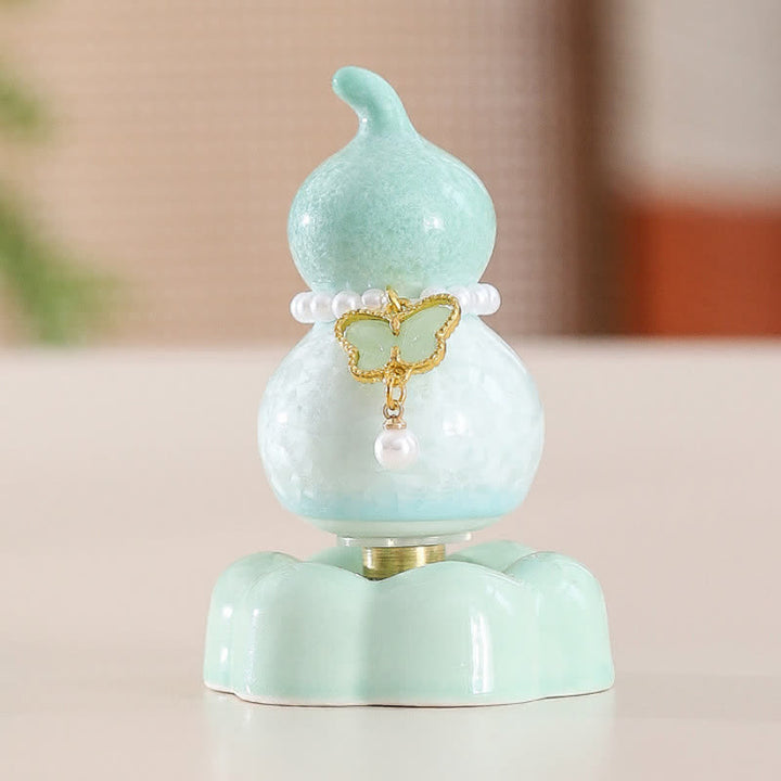 Buddha Stones Keramische vlinderpompoen, draaiend, Mindfulness woondecoratie. - Pompoengroen + Lichtgroene vlinder + Groene basis - image 12