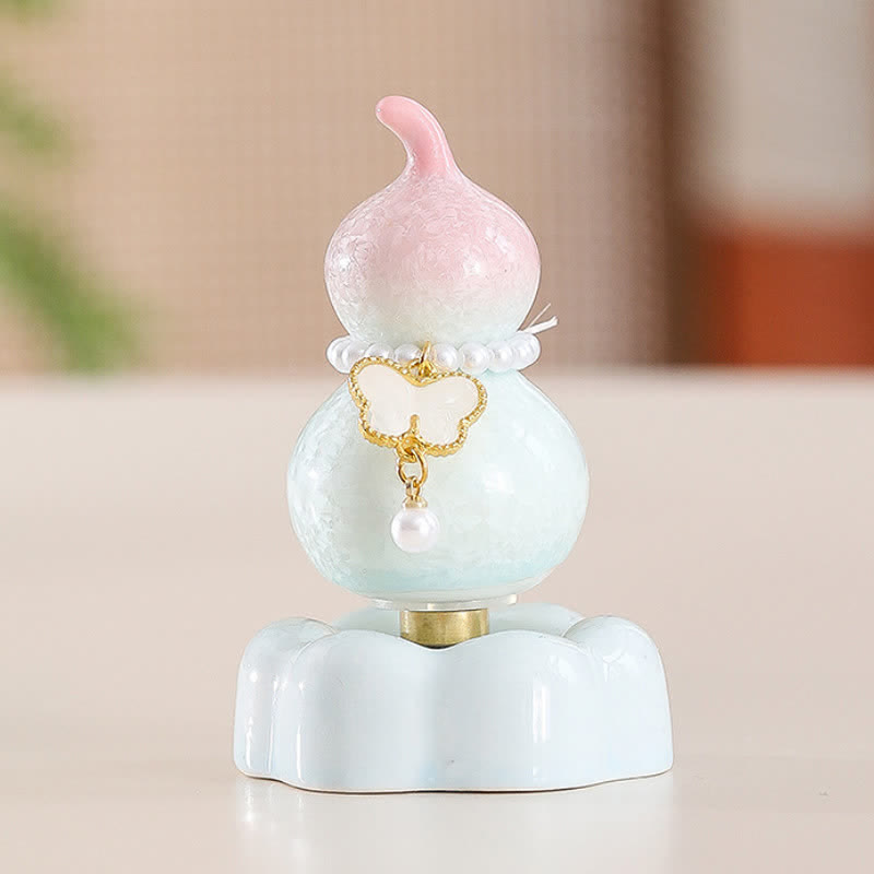 Buddha Stones Keramische vlinderpompoen, draaiend, Mindfulness woondecoratie. - Roze kalebas + witte vlinder + roze basis - image 23